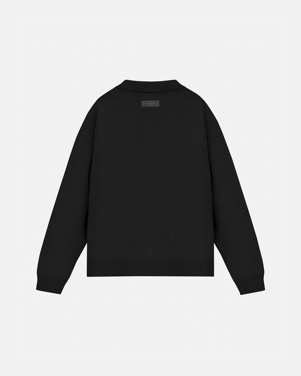 UNDERGOLD BASICS KNIT ZIP UP LONG SLEEVE POLO SHIRT BLACK