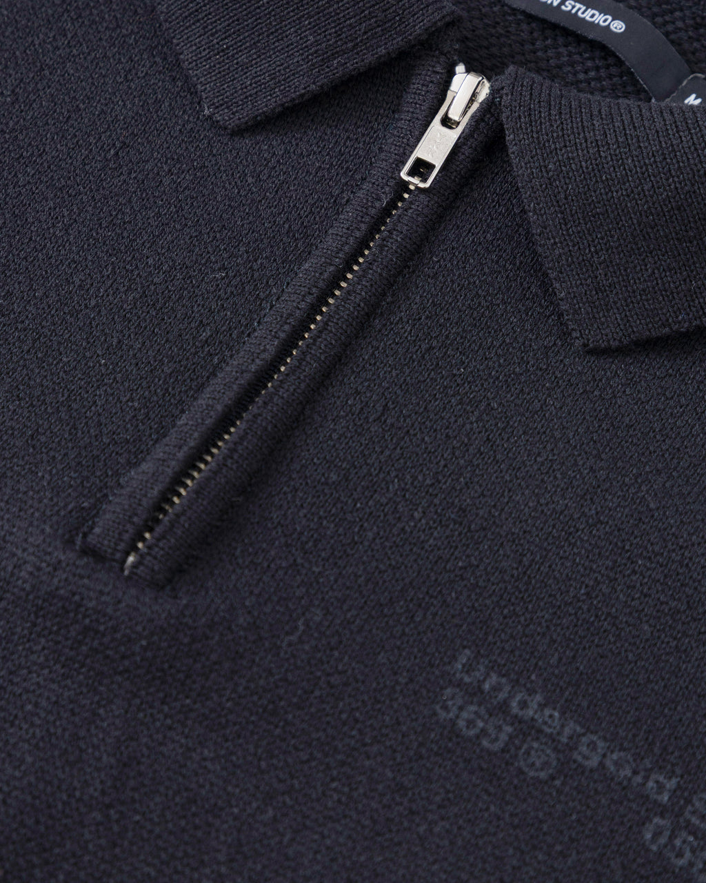 UNDERGOLD BASICS KNIT ZIP UP LONG SLEEVE POLO SHIRT BLACK