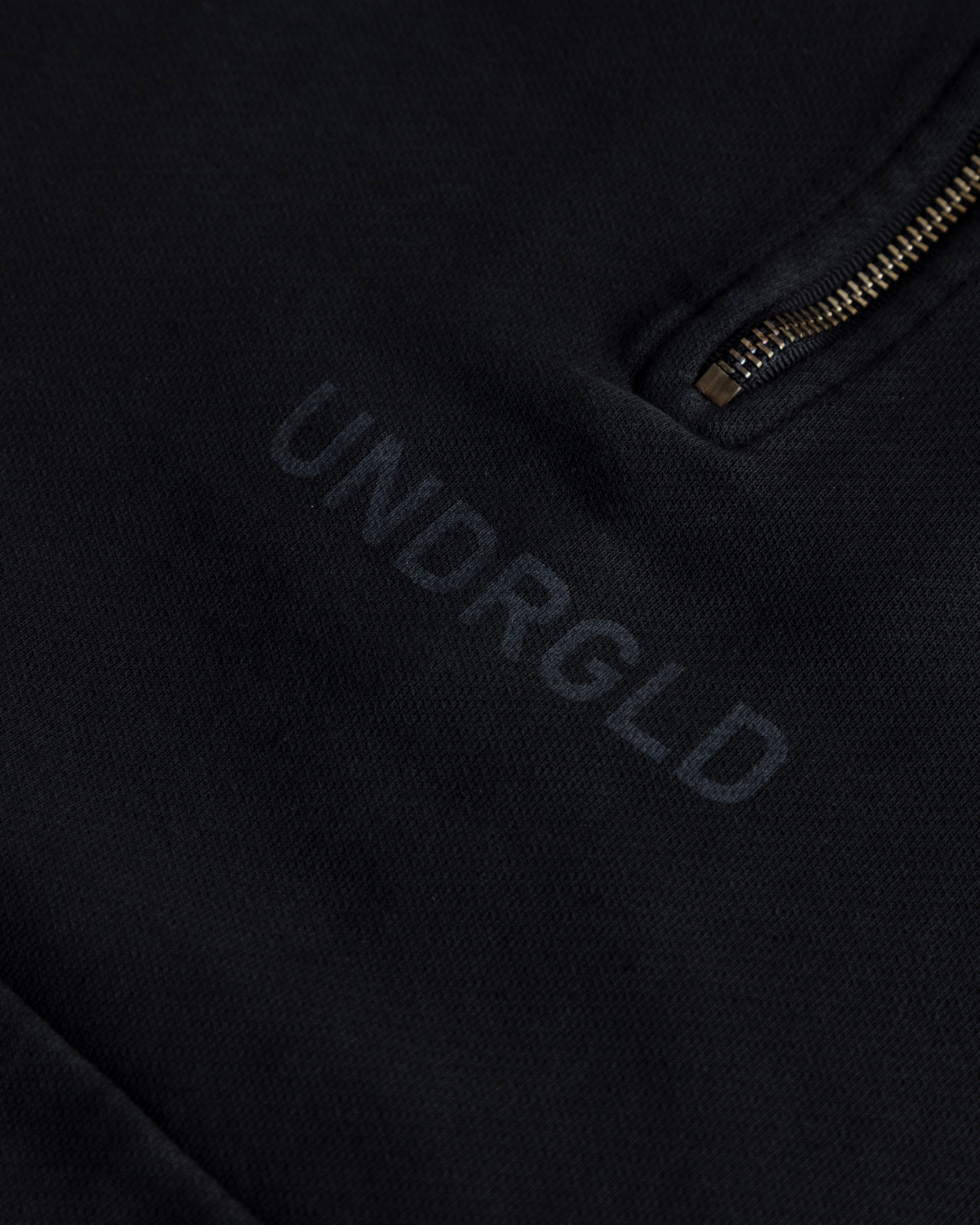 UNDERGOLD AGNUS DEI GOTH BOXY FIT HALF ZIP UP HOODIE VINTAGE BLACK