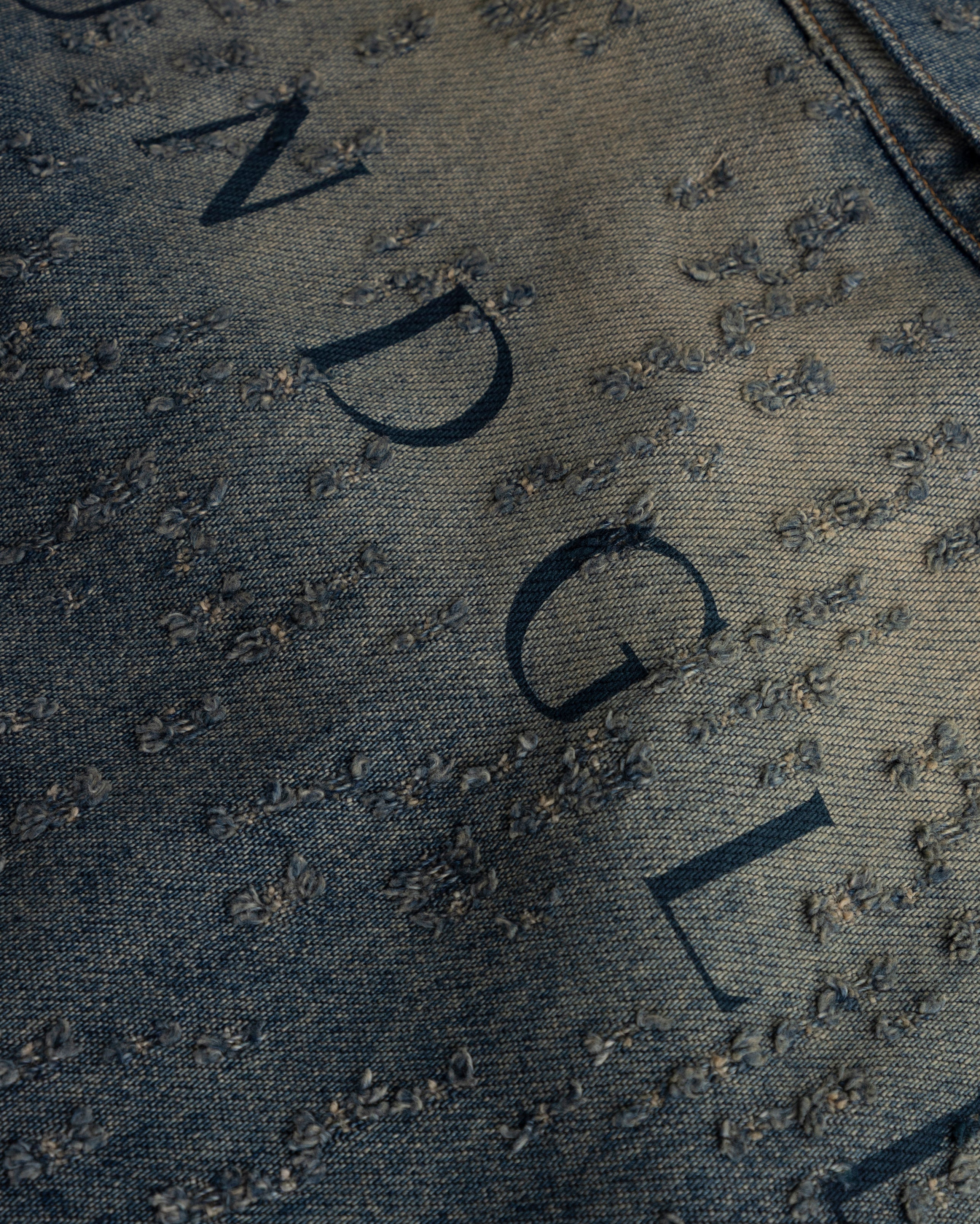 UNDERGOLD W AGNUS DEI UNDRGLD RIPPED JACKET DIRTY BLUE