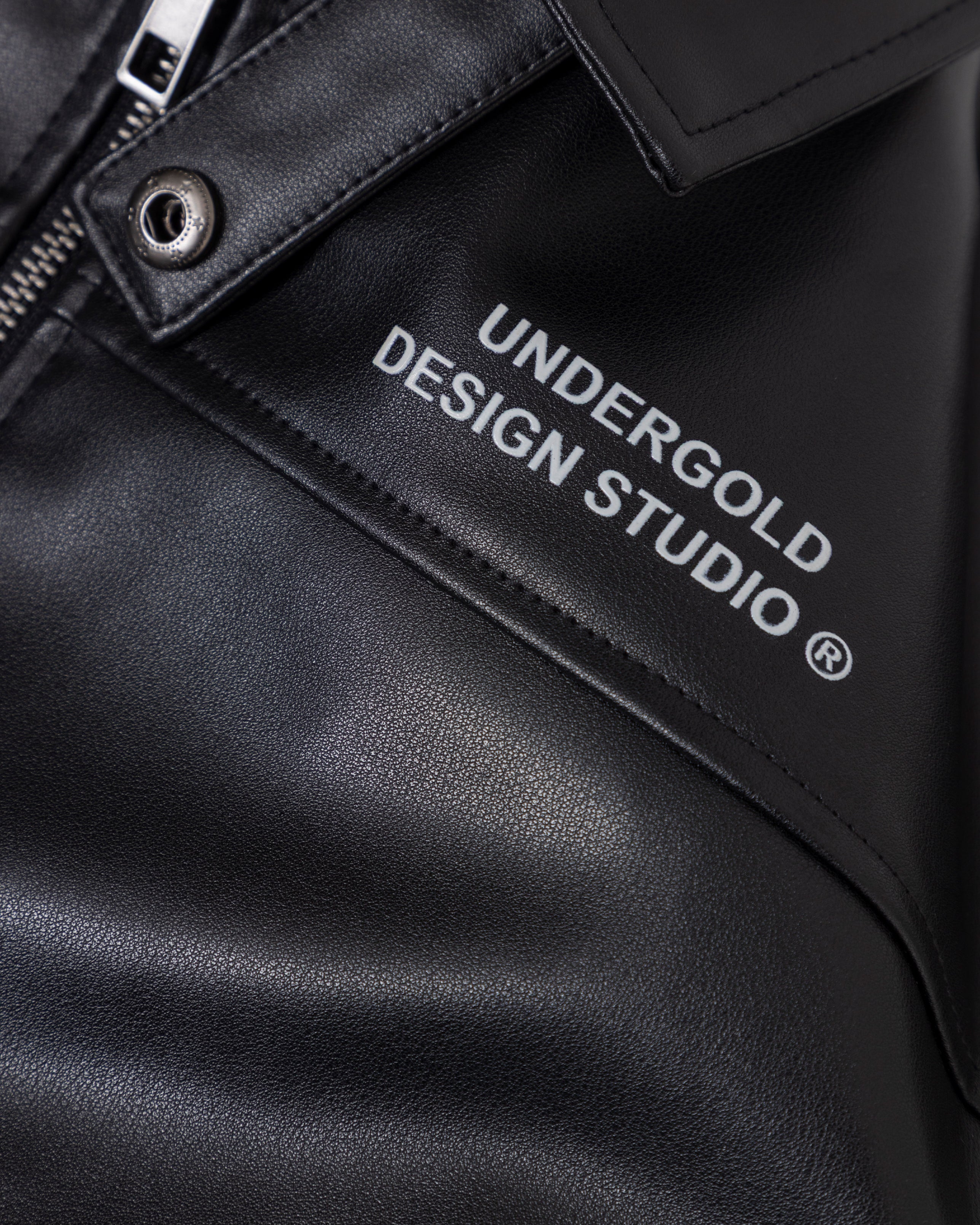 UNDERGOLD W BASICS UNDERGOLD DESIGN STUDIO CROPPED LEATHER JACKET BLACK