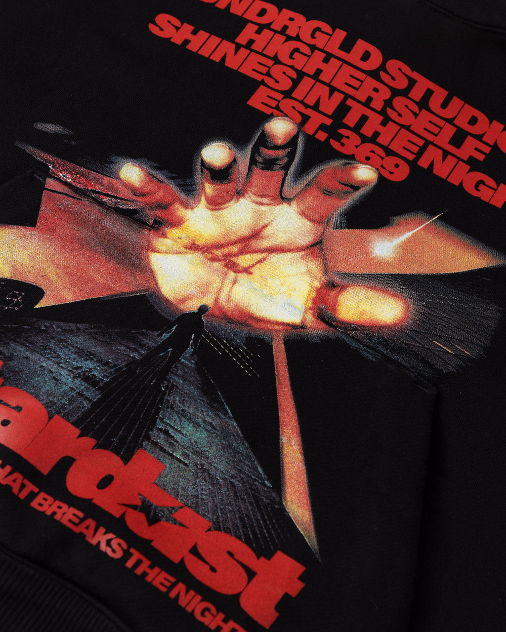 UNDERGOLD W STARDUST RUSH BOXY FIT HOODIE BLACK