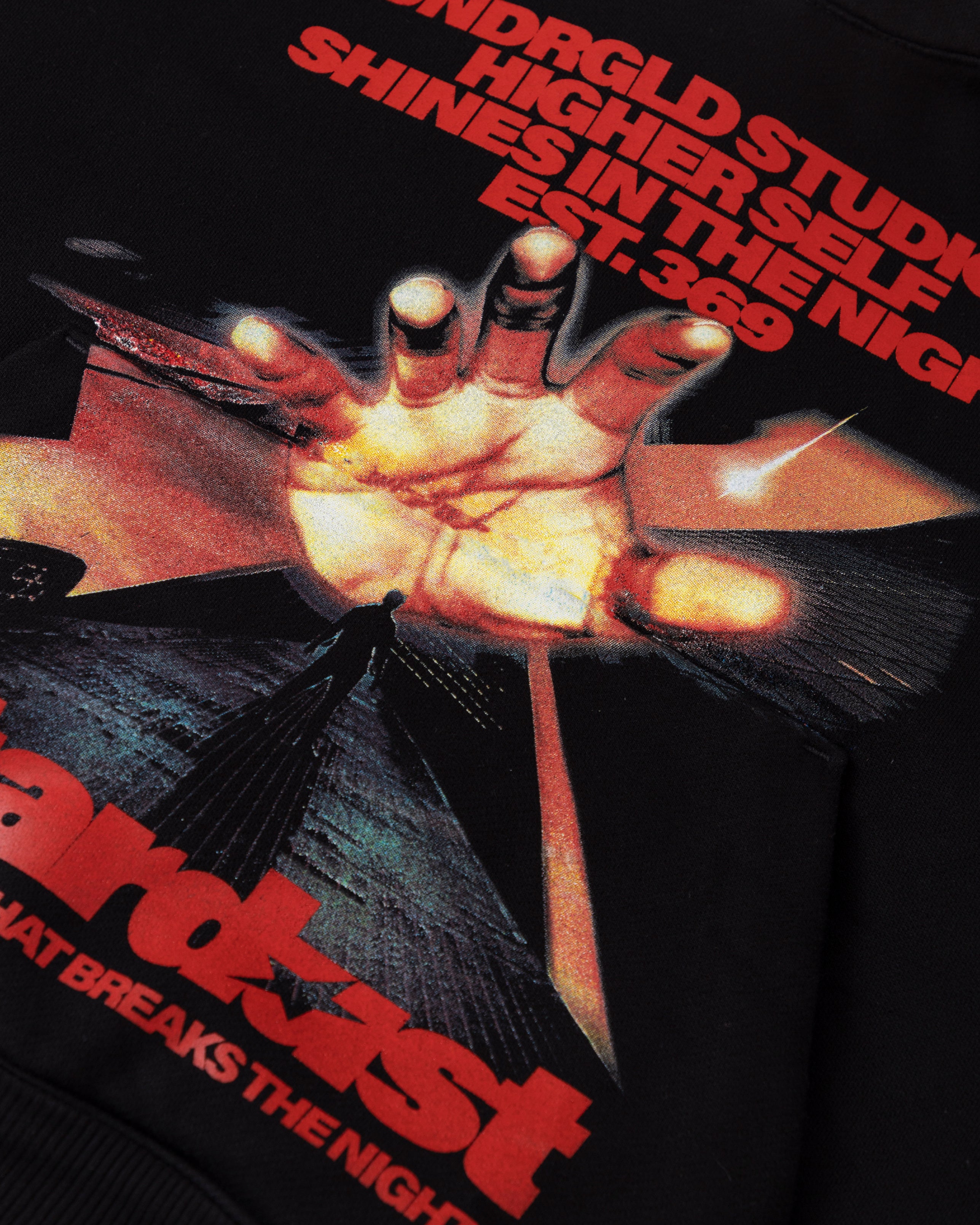 UNDERGOLD W STARDUST RUSH BOXY FIT HOODIE BLACK