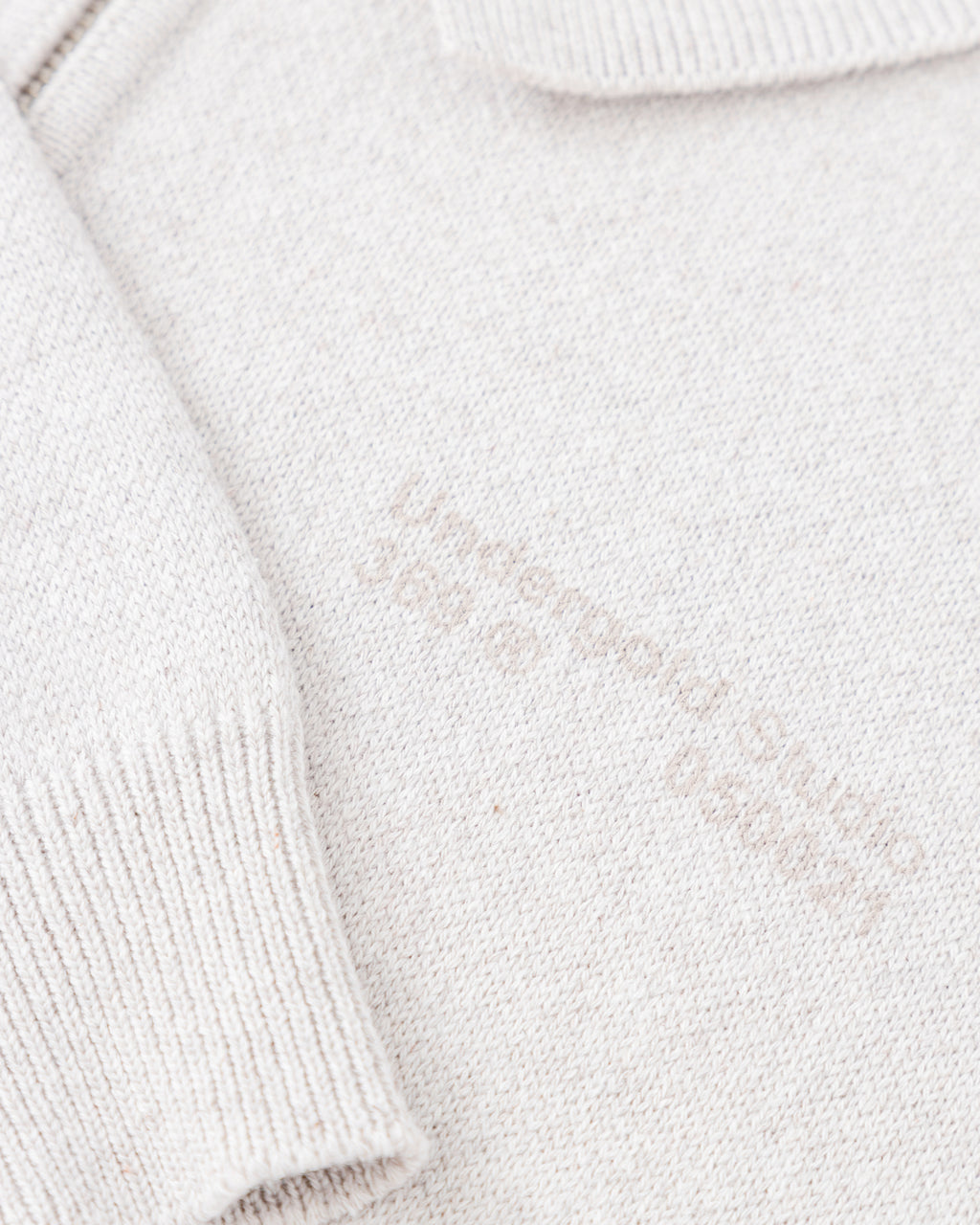 BASICS KNIT ZIP UP LONG SLEEVE POLO SHIRT SEED GRAY