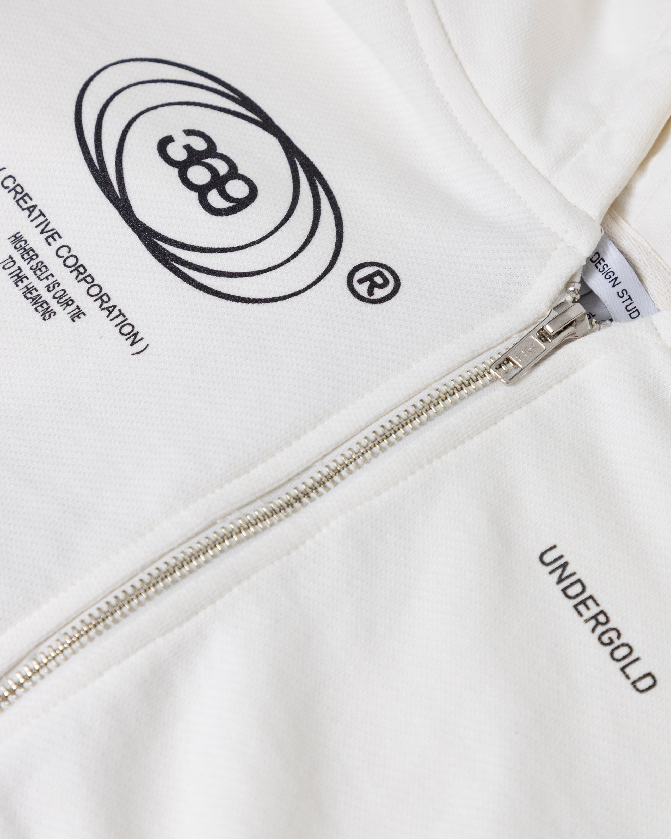 UNDERGOLD GOLDEN HERITAGE SLIM FIT ZIP UP CROPPED HOODIE – WHITE