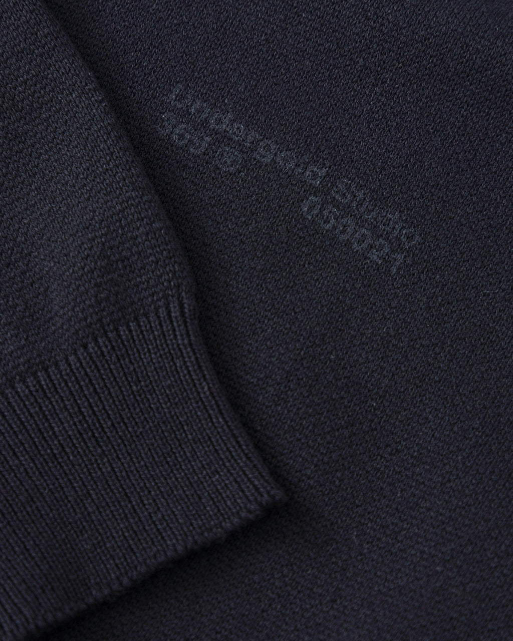 BASICS KNIT ZIP UP LONG SLEEVE POLO SHIRT BLACK