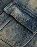 UNDERGOLD W AGNUS DEI UNDRGLD RIPPED JACKET DIRTY BLUE