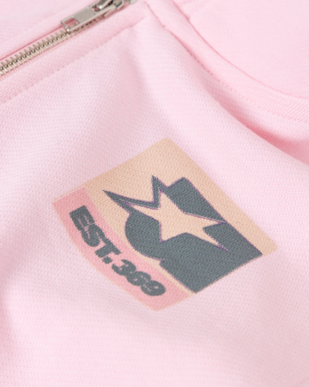 UNDERGOLD W STARDUST SYMBOL SLIM FIT ZIP UP CROPPED HOODIE PINK