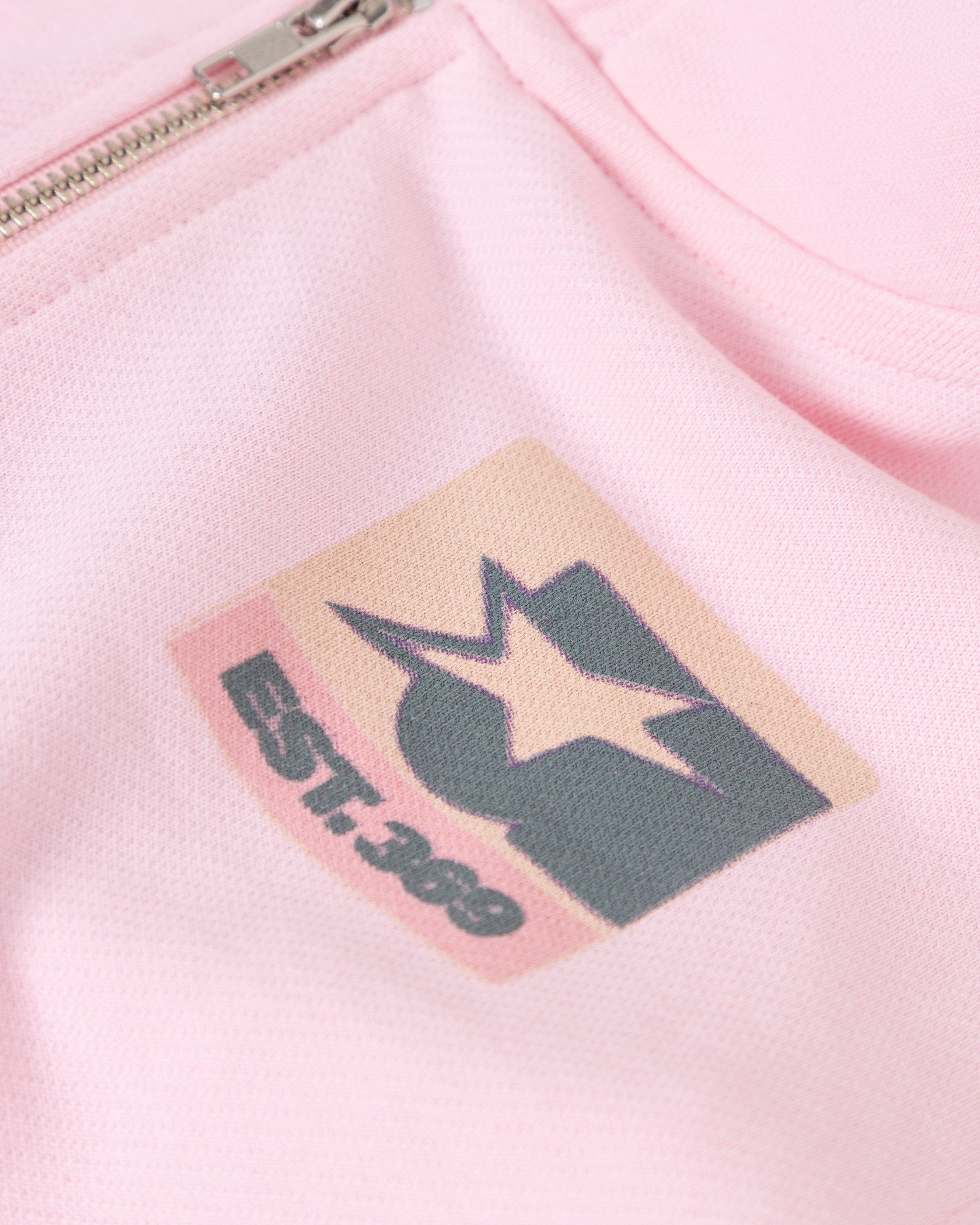 UNDERGOLD W STARDUST SYMBOL SLIM FIT ZIP UP CROPPED HOODIE PINK