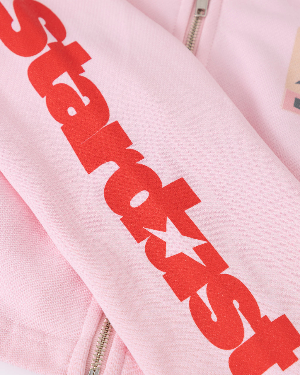 UNDERGOLD W STARDUST SYMBOL SLIM FIT ZIP UP CROPPED HOODIE PINK