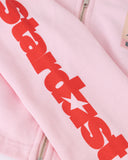 Undergold W Stardust Symbol Slim Fit Zip Up Cropped Hoodie – Pink