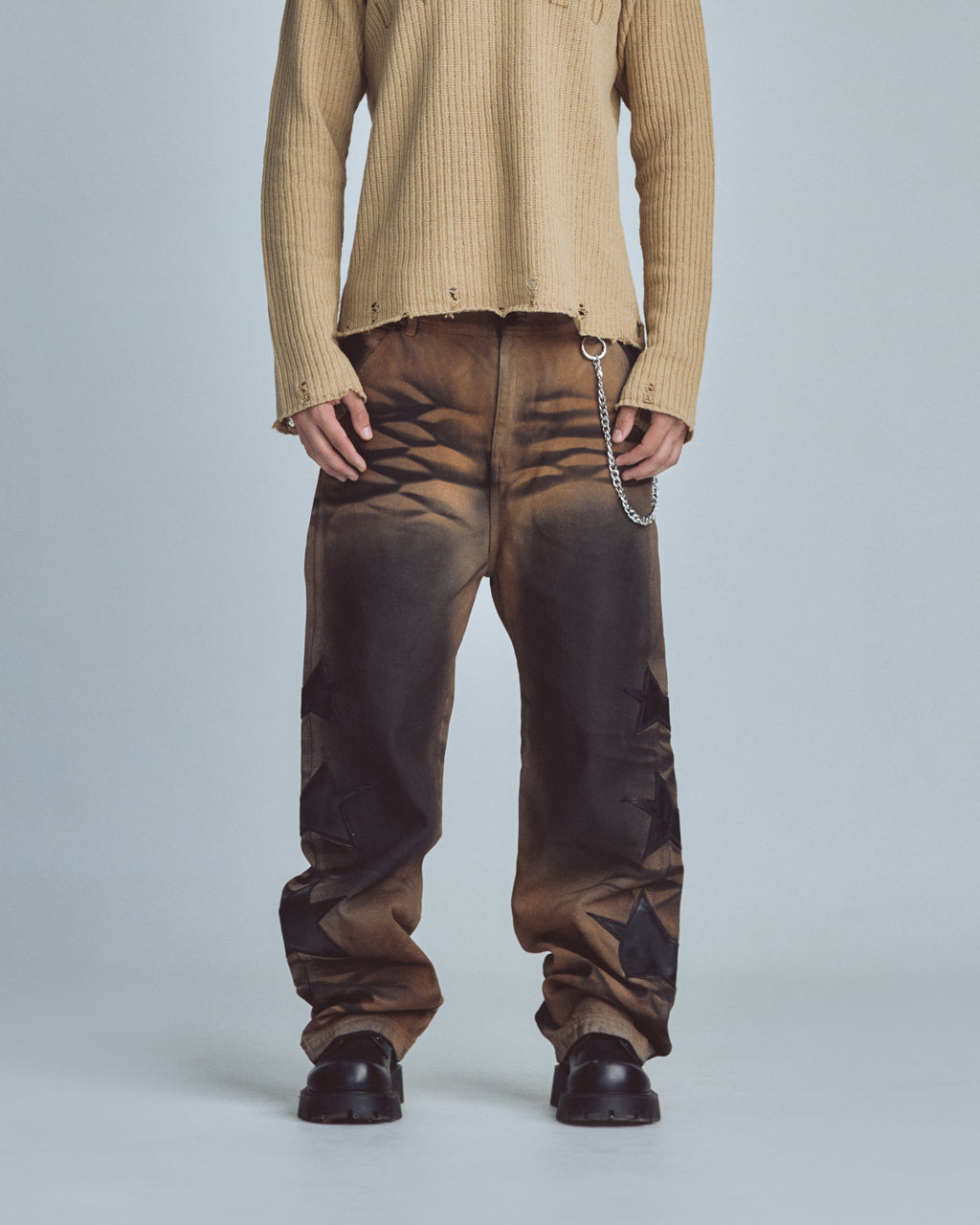 UNDERGOLD STARDUST STARS WIDE JEANS VINTAGE BROWN