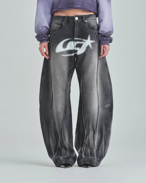 UNDERGOLD - Pants W Act 1 UG Star Barrel Vein Jean Washed - Black