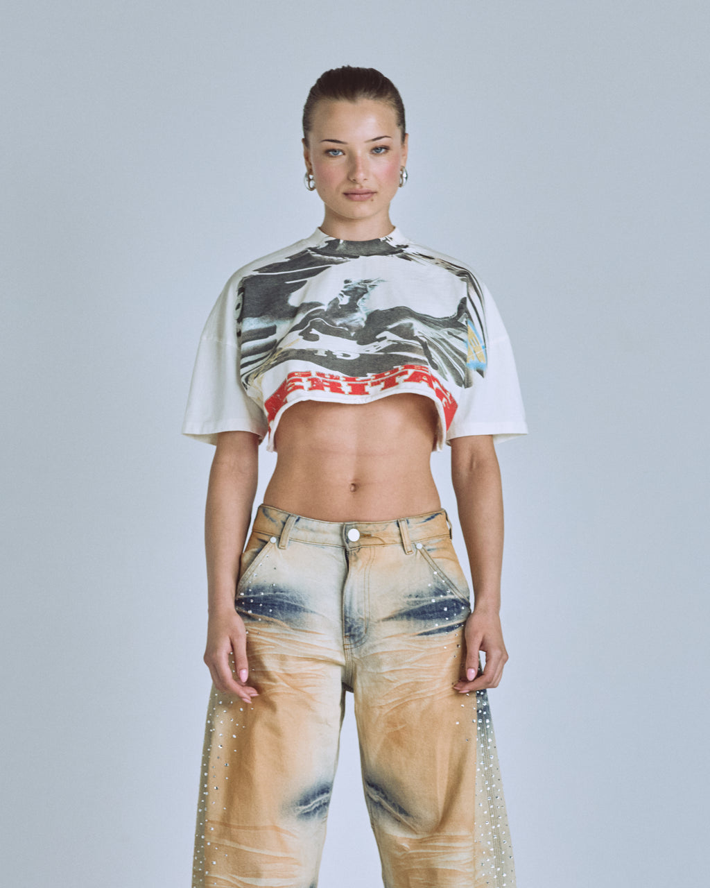 UNDERGOLD GOLDEN HERITAGE PEGASUS CROP TOP – WHITE