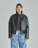 Undergold Spring Worn Logo Biker Jacket Black