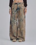 Undergold 94' W Riveted Painted Wide Jeans Gothic Blue