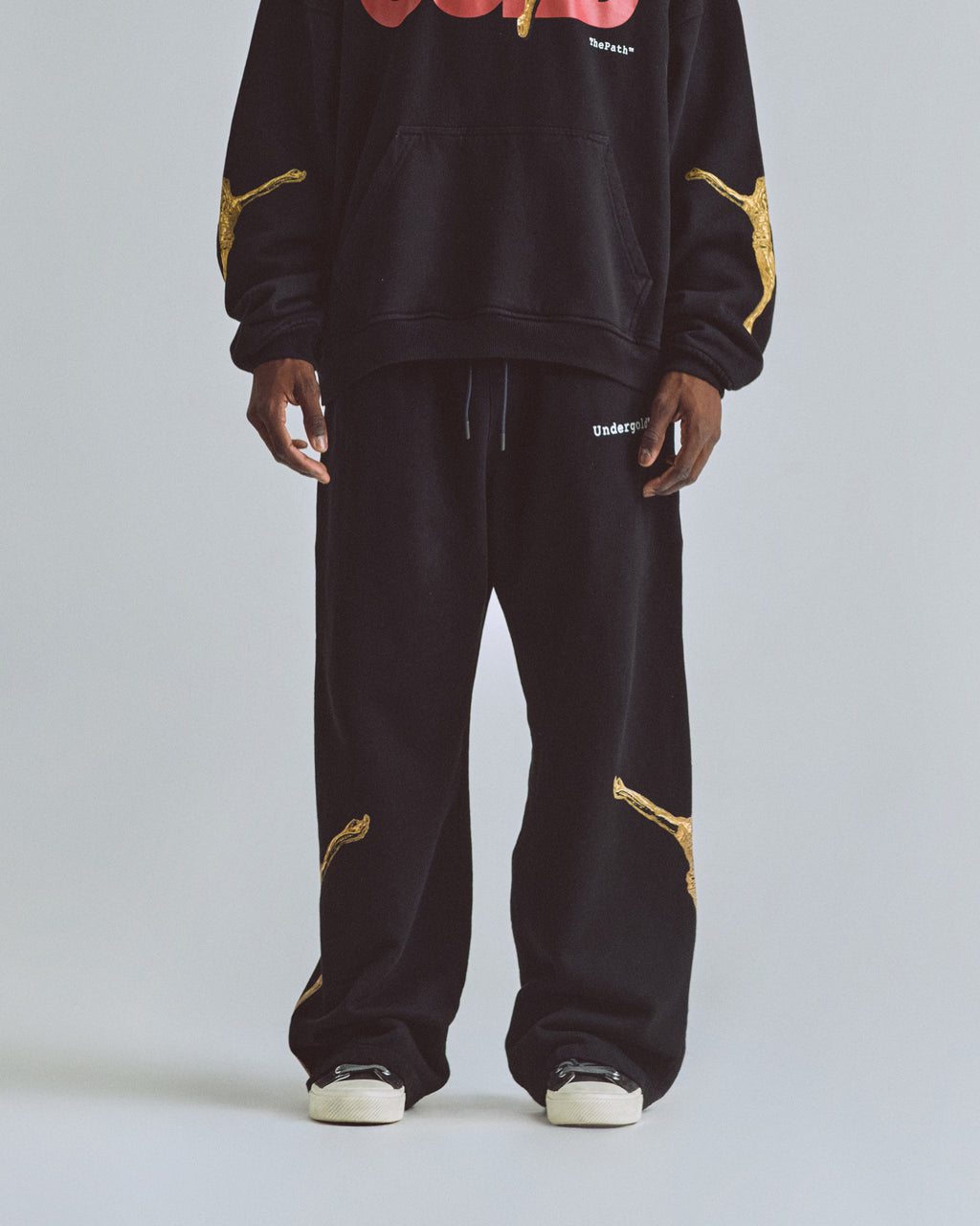 THE PATH GOLDEN CHRIST STRAIGHTPANTS BLACK