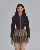 Undergold 94' W Worn Logo Pleather Aviator Jacket Black