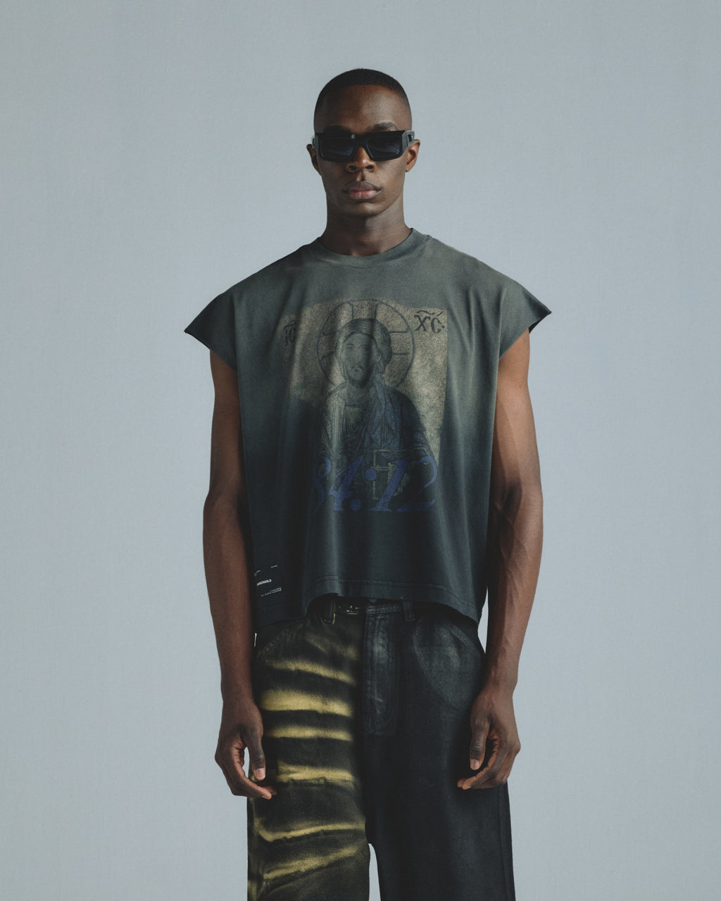 UNDEROGLD GRATIA PLENA PANTOCRATOR SLEEVELESS TSHIRT FADED BLACK