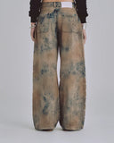 Undergold 94' W Riveted Painted Wide Jeans Gothic Blue