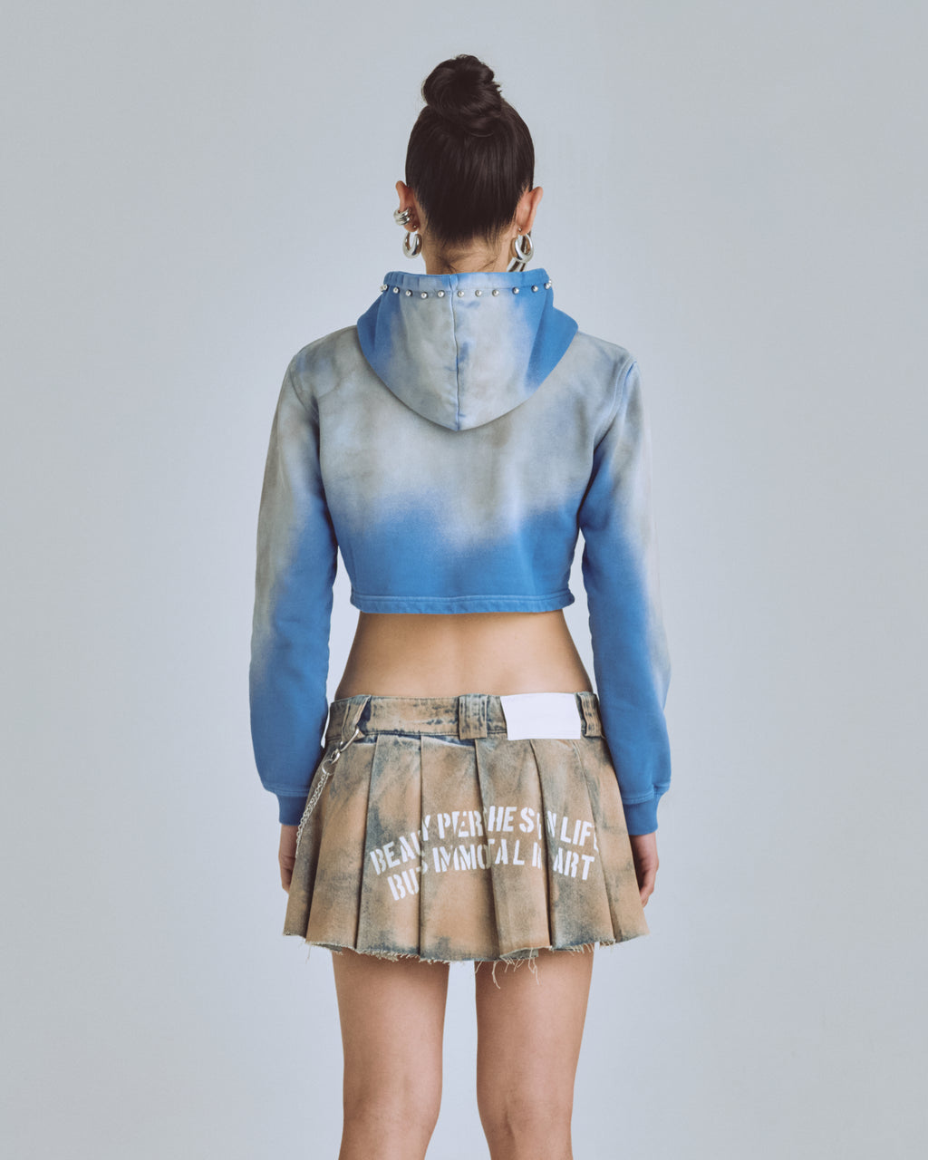 W AGNUS DEI FUTURE HEAVENS SLIM FIT HOODIE STORM BLUE