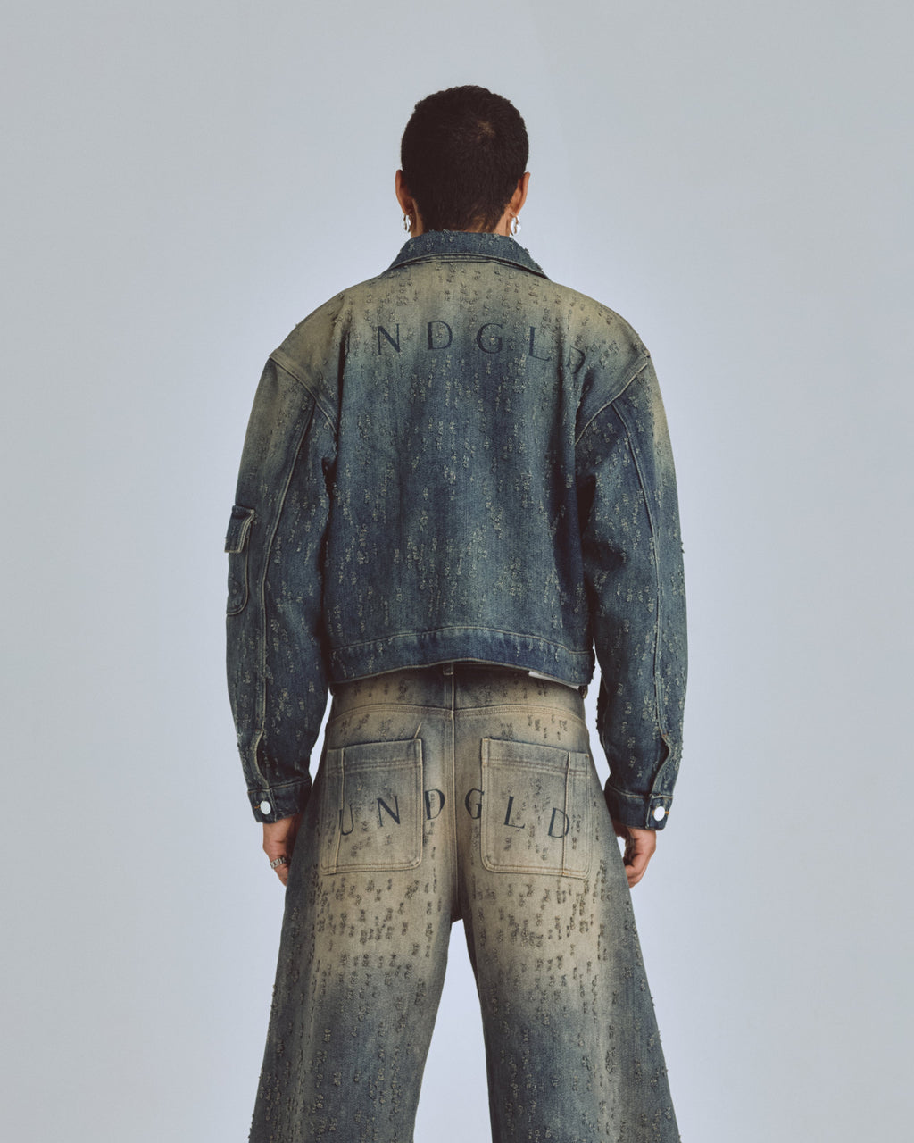 UNDERGOLD AGNUS DEI UNDRGLD RIPPED JACKET DIRTY BLUE