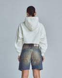 Undergold W Stardust Symbol Cropped Hoodie – White