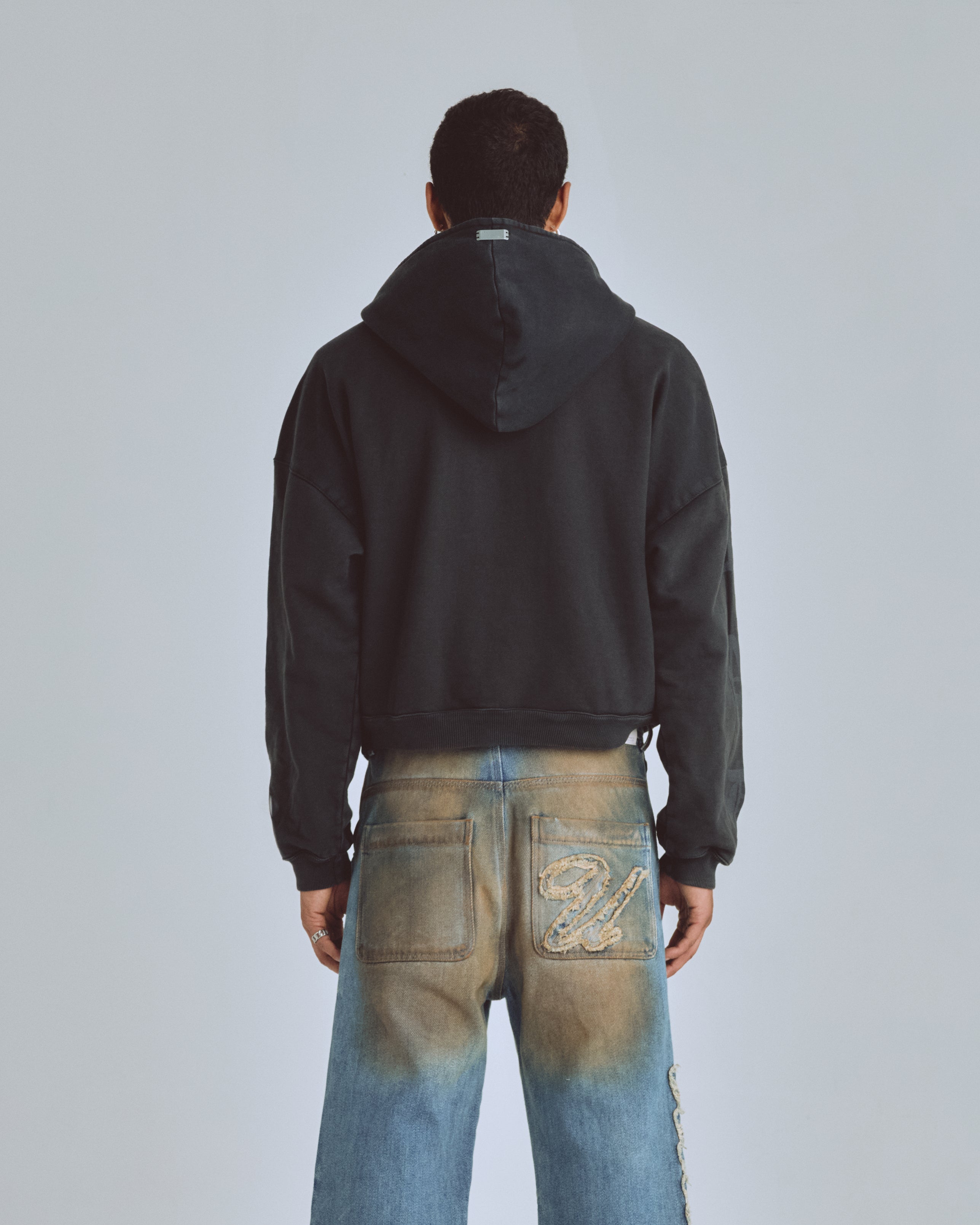 UNDERGOLD AGNUS DEI GOTH BOXY FIT HALF ZIP UP HOODIE VINTAGE BLACK