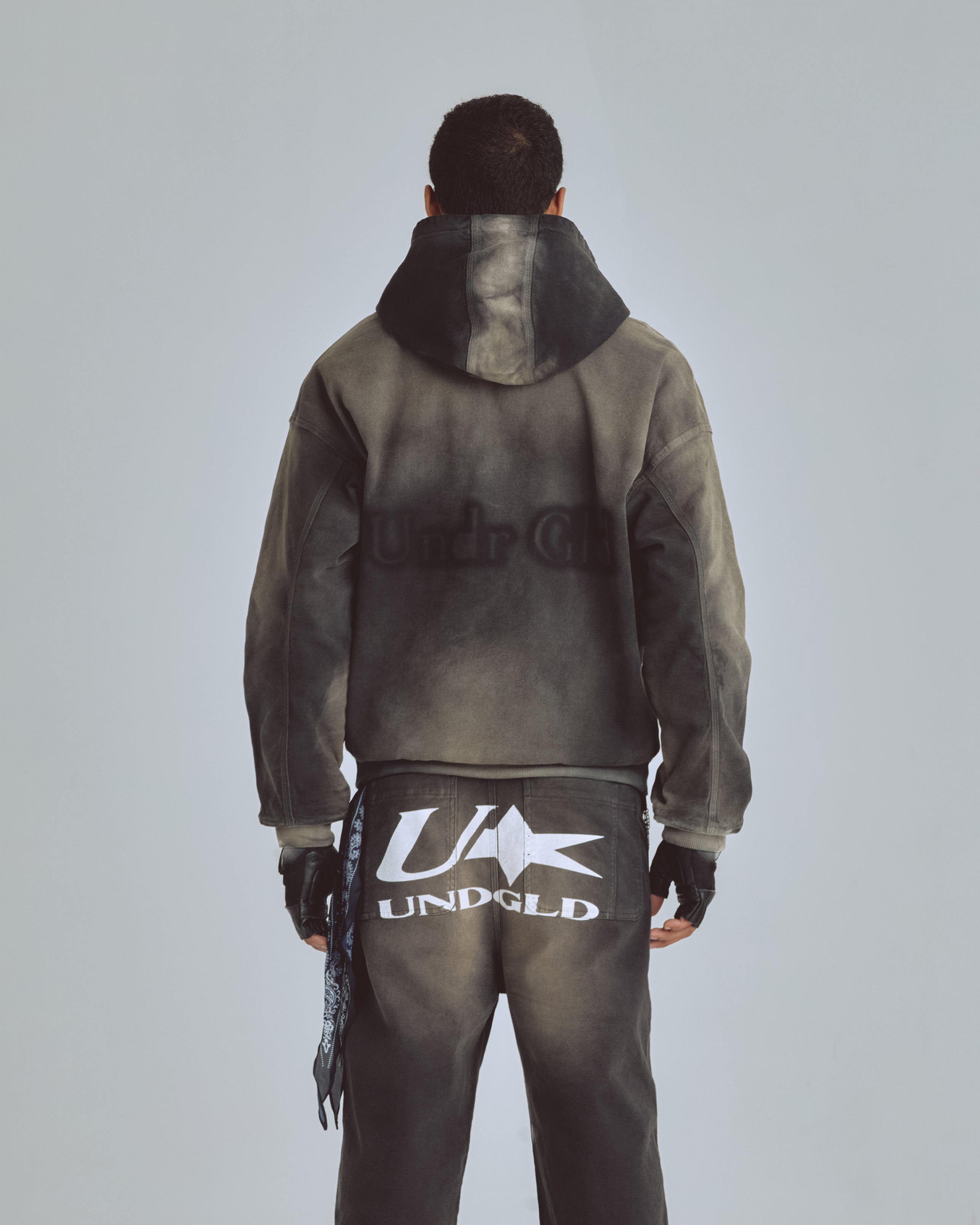 AGNUS DEI UNDRGLD STENCIL HOODIE JACKET DIRTY BLACK