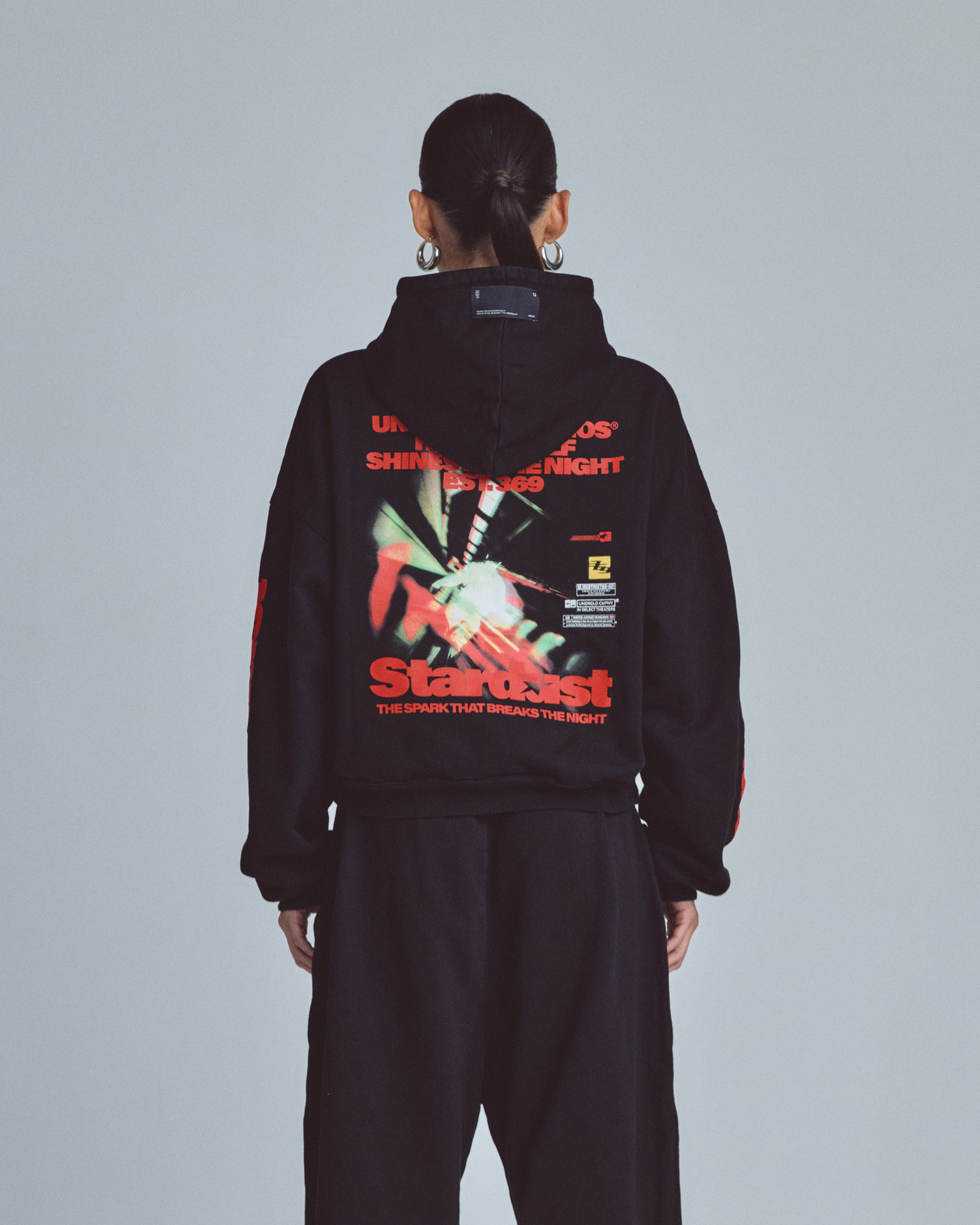 UNDERGOLD W STARDUST RUSH BOXY FIT HOODIE BLACK