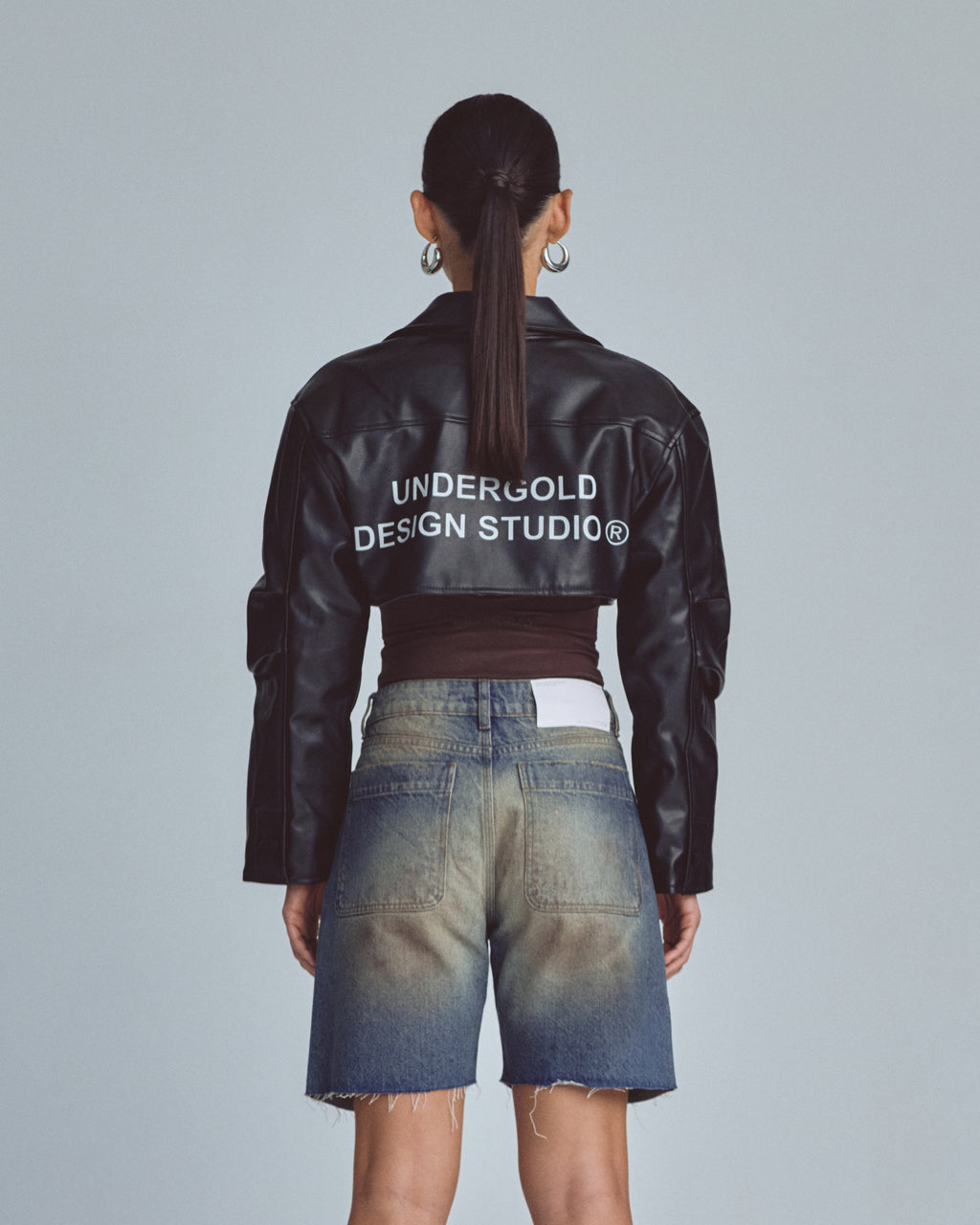 UNDERGOLD W BASICS UNDERGOLD DESIGN STUDIO CROPPED LEATHER JACKET BLACK