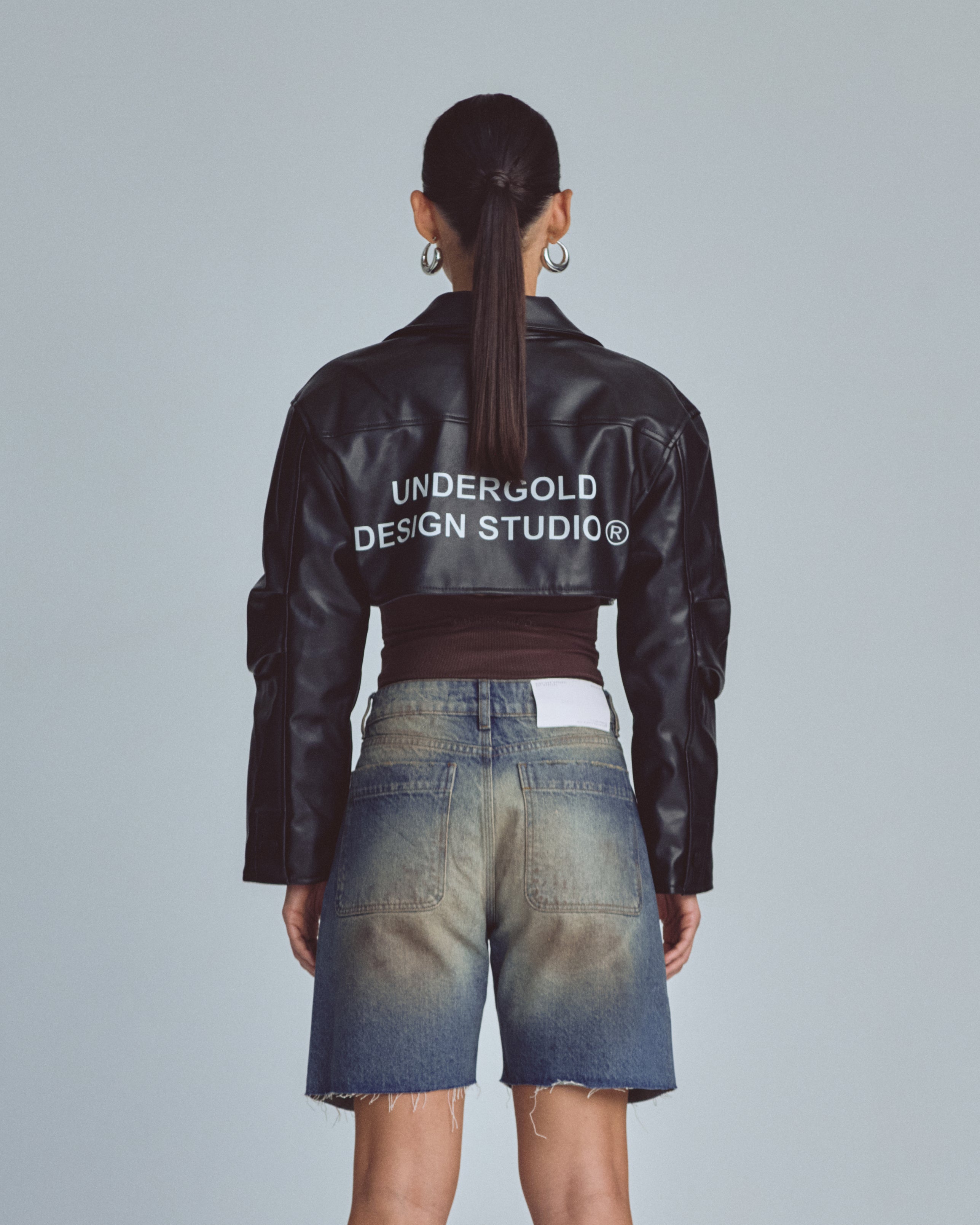 UNDERGOLD W BASICS UNDERGOLD DESIGN STUDIO CROPPED LEATHER JACKET BLACK