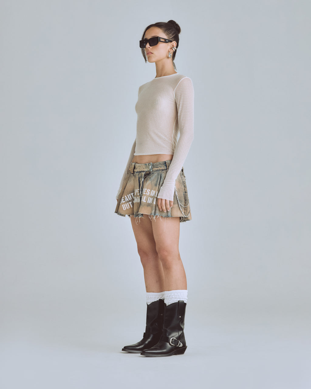 AGNUS DEI RHINESTONE LONGSLEEVE CREAM