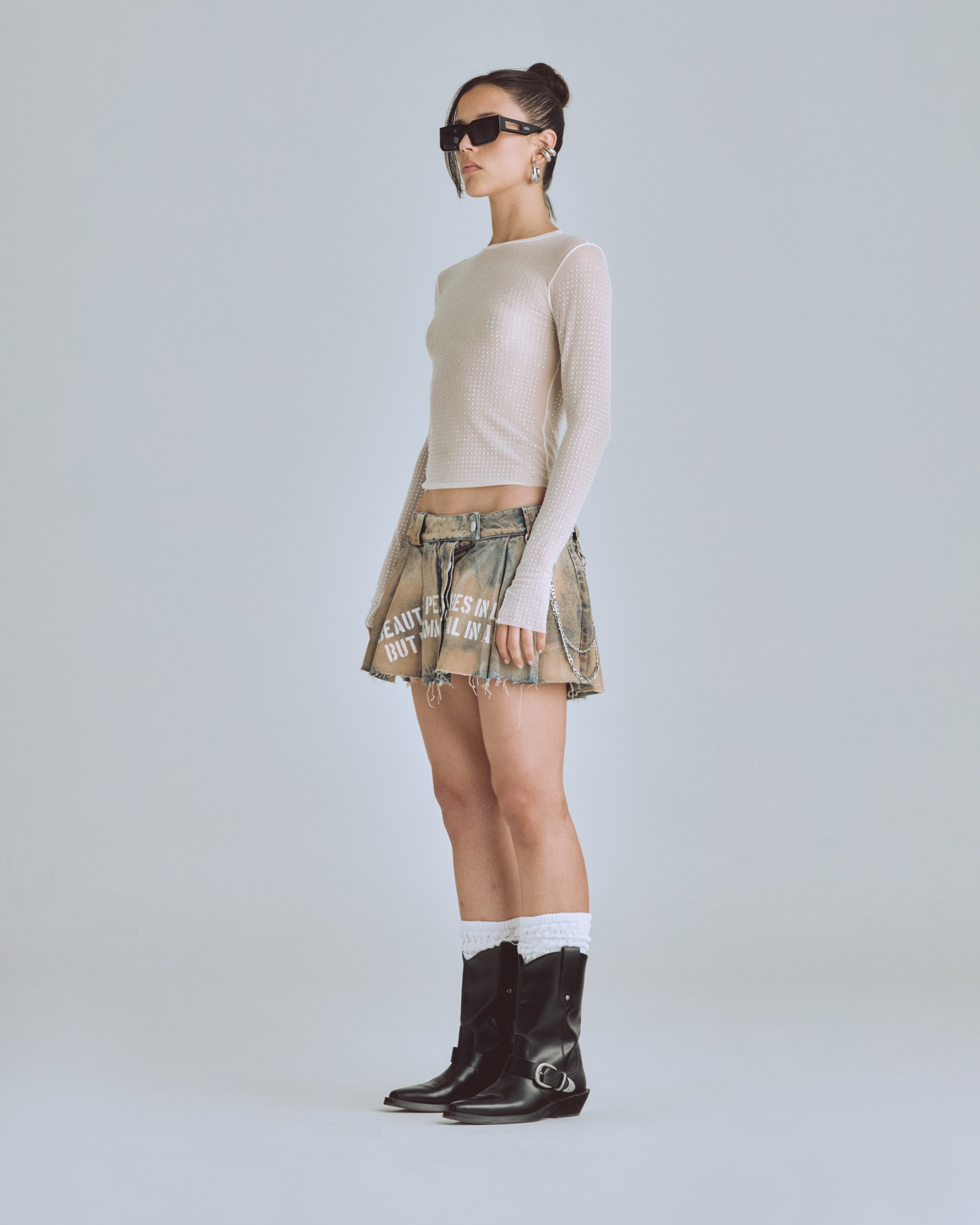 AGNUS DEI RHINESTONE LONGSLEEVE CREAM