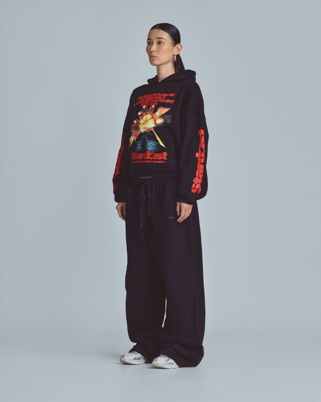 UNDERGOLD W STARDUST RUSH BOXY FIT HOODIE BLACK