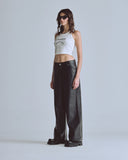 UNDERGOLD W CAPSULE BASIC PLEATHER WIDE JEANS BLACK