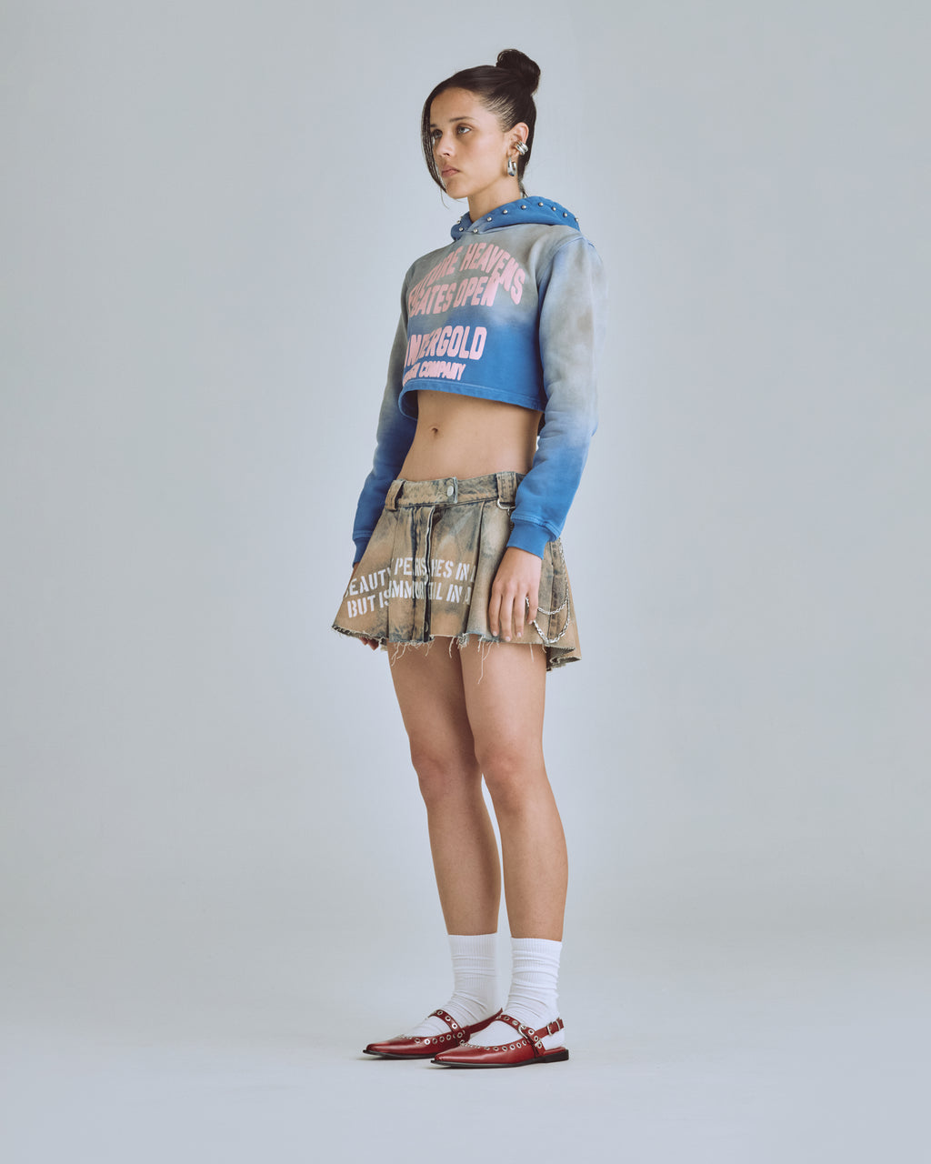 W AGNUS DEI FUTURE HEAVENS SLIM FIT HOODIE STORM BLUE