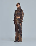 Undergold W Stardust Stars Tall Neck Zip Up Jacket – Vintage Brown