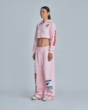 Undergold W Stardust Symbol Slim Fit Zip Up Cropped Hoodie – Pink
