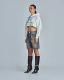 Undergold W Stardust Symbol Cropped Hoodie – White