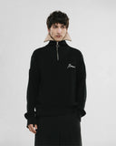 MONOIC - Zip Funnel Neck Knitwear - Negro y Crema