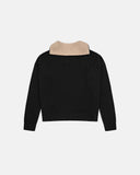 MONOIC - Zip Funnel Neck Knitwear - Negro y Crema
