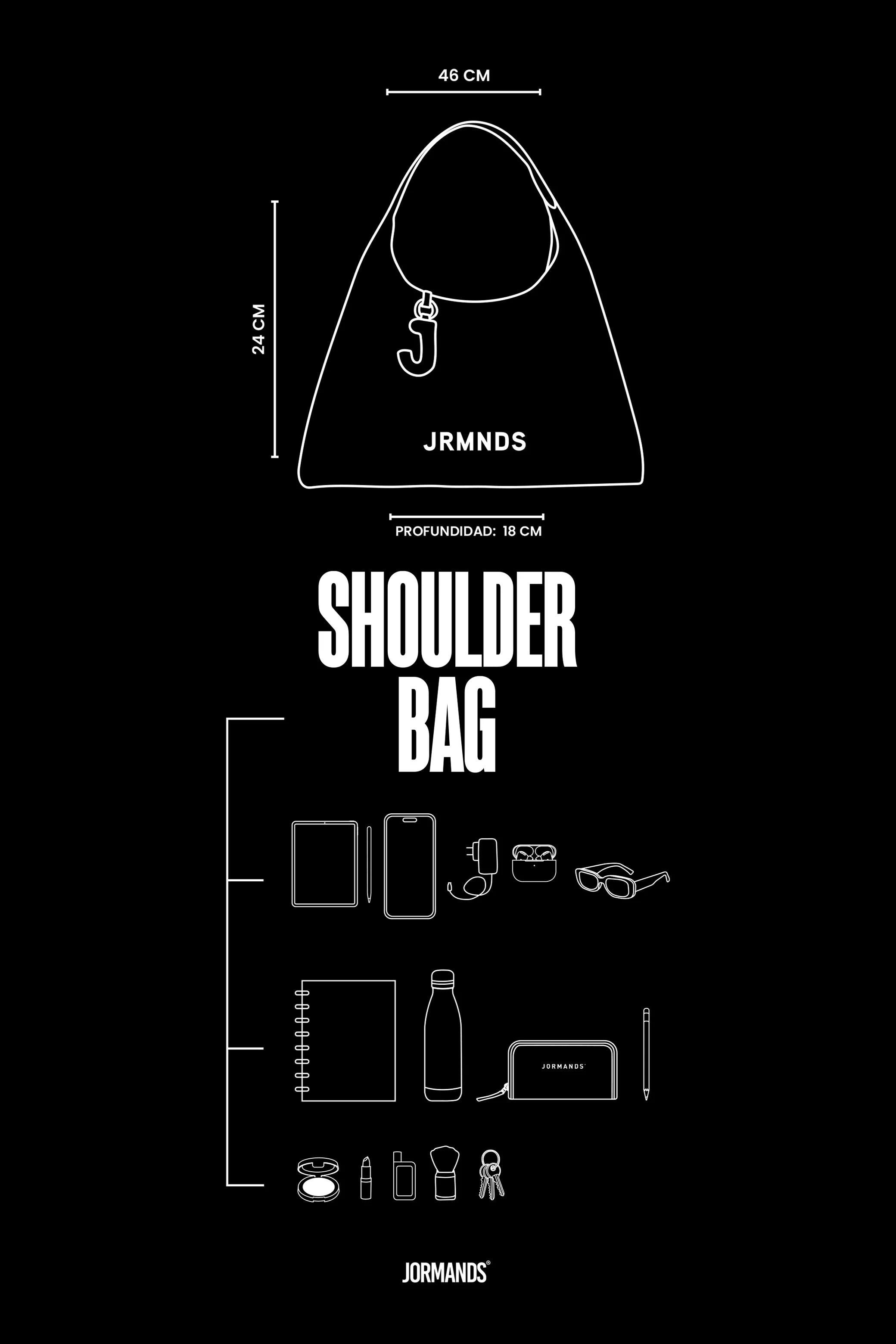 JORMANDS BLACK SHOULDER BAG