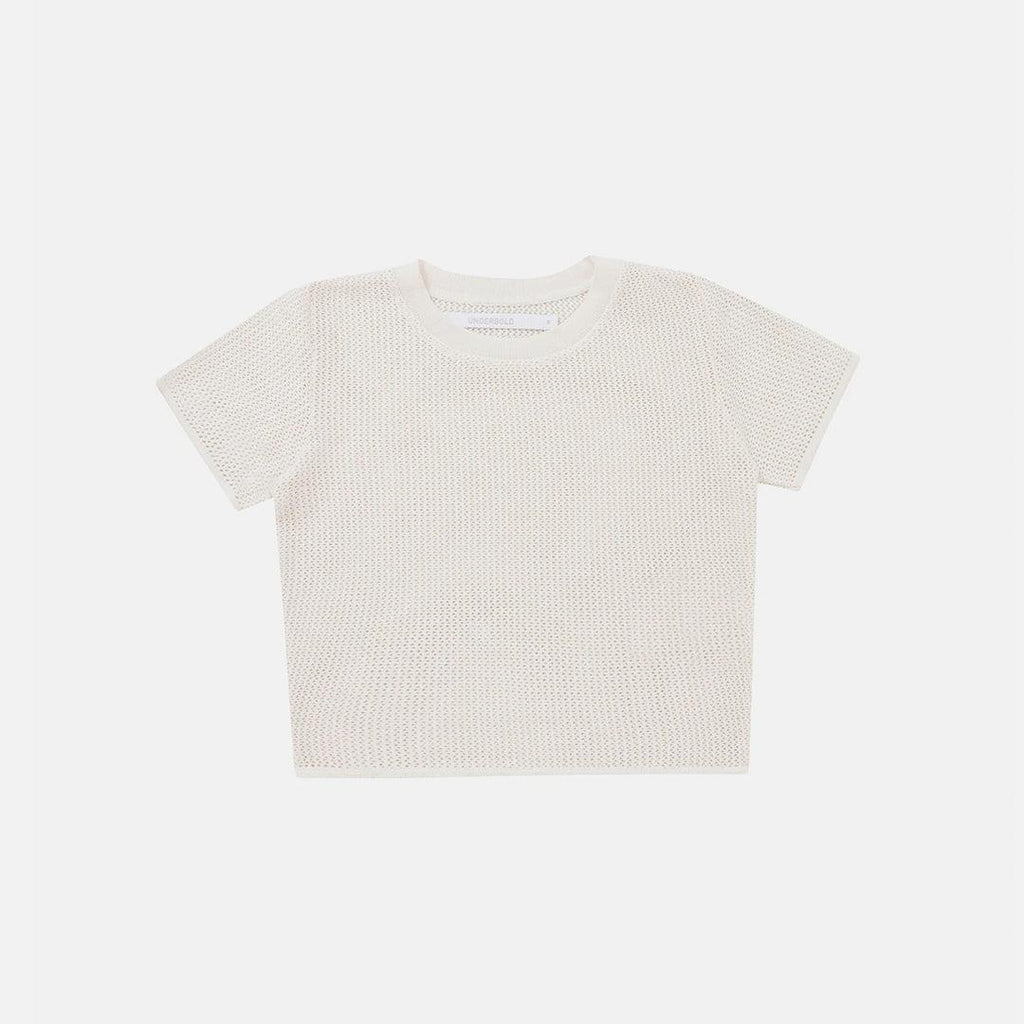 BASICS KNIT BABY TEE CREAM