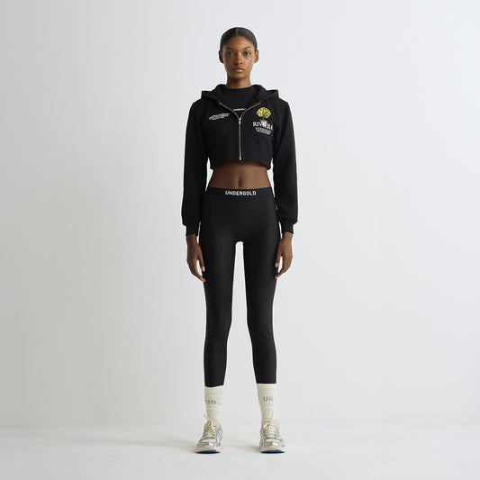 UNDERGOLD RIVIERA LEMON TREE SLIM FIT ZIP UP CROPPED BLACK