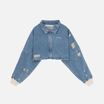 UNDERGOLD BASICS UNDGLD CROPPED JACKET WASHED BLUE