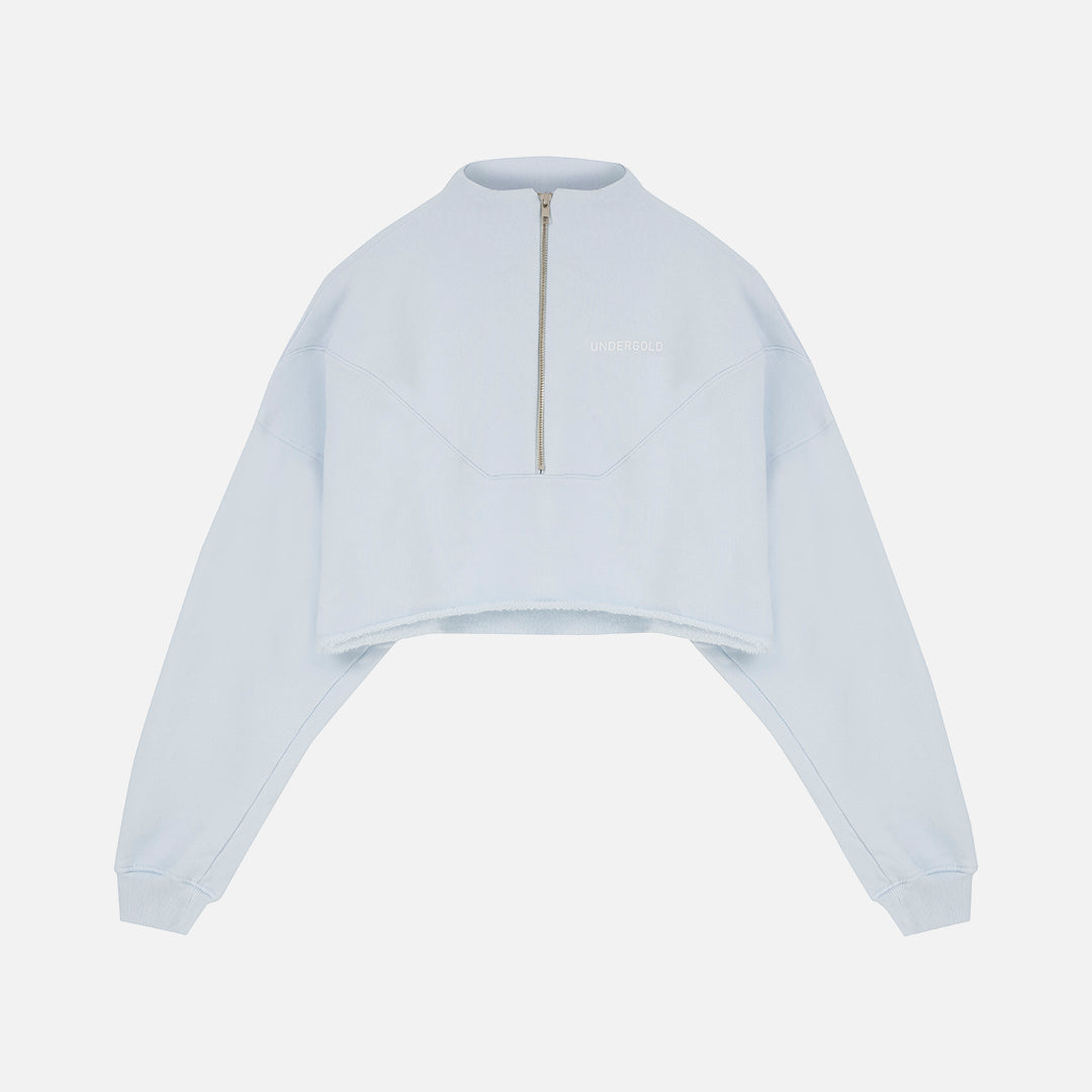 UNDERGOLD BASICS CROPPED ZIP UP CREWNECK BABY BLUE