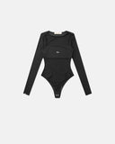 True Bandeau Mesh Bodysuit Negro