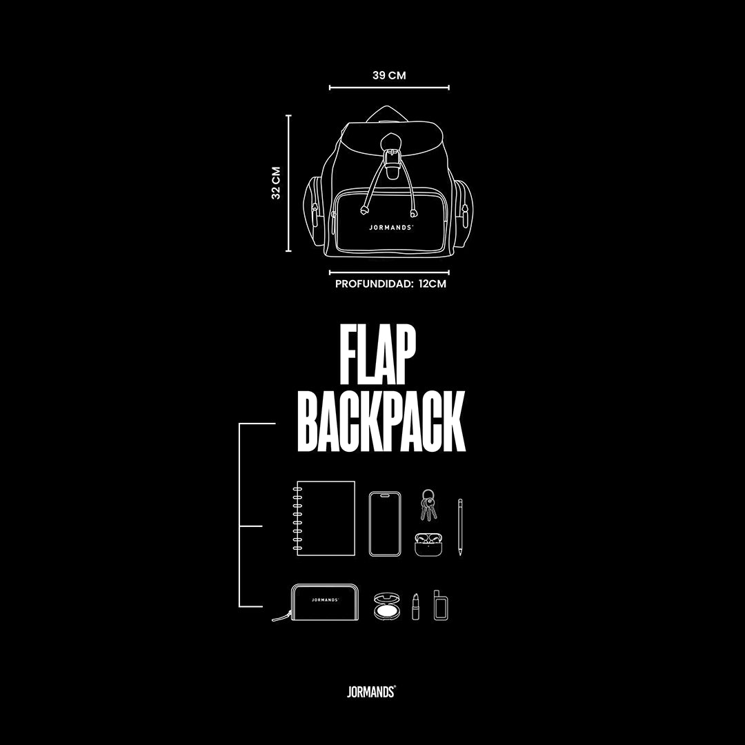 JORMANDS BLACK FLAP BACKPACK