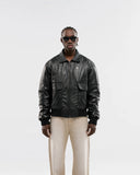 Monoic Aviator Leather Jacket – Jet Black